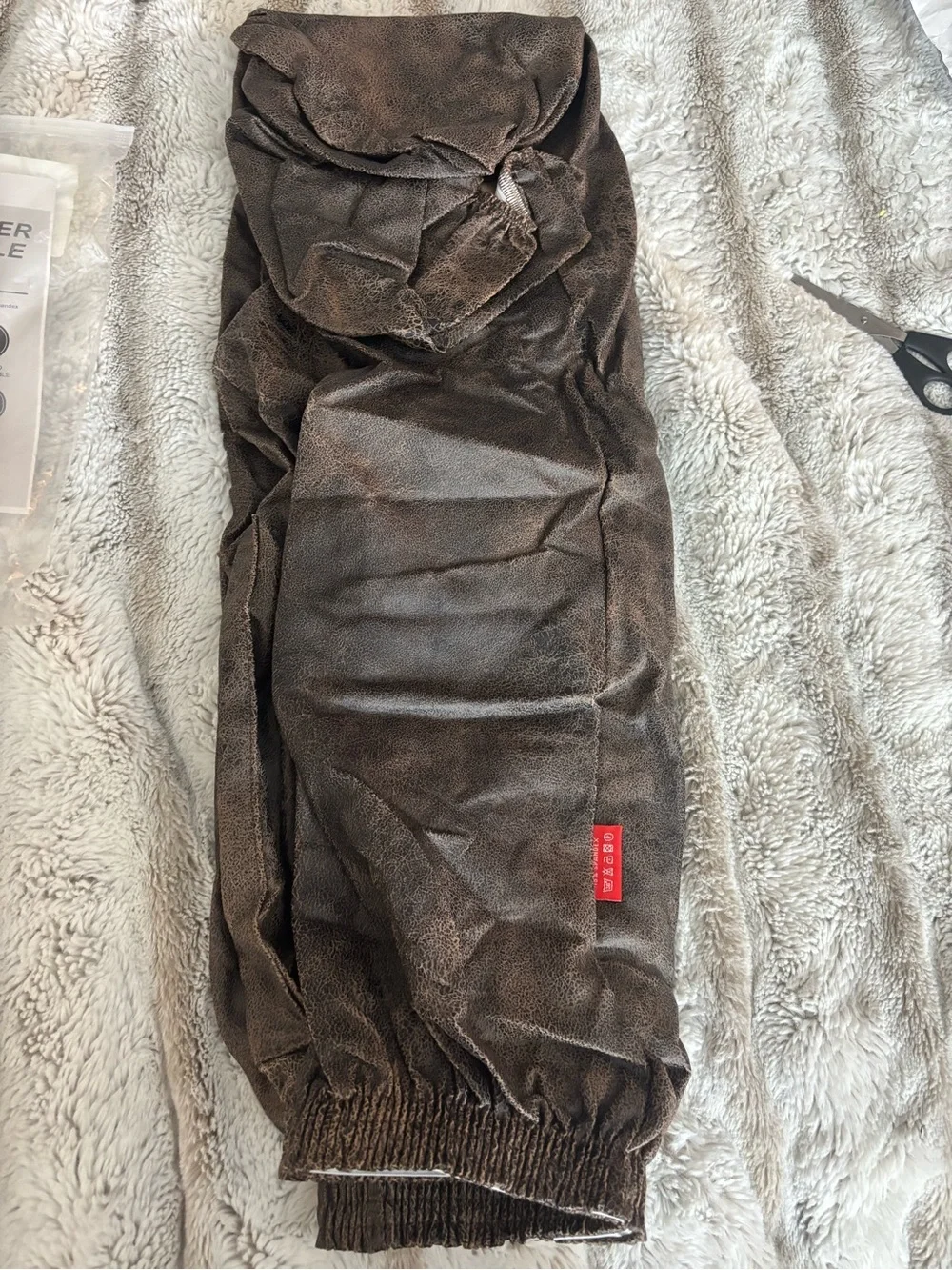 Recliner Console Cover, Brown Leather Look alike, Machine Washable
